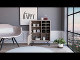 L Bar Single Door Cabinet, Eight Built-in Wine Rack, Four Legs, Light Gray B097120588