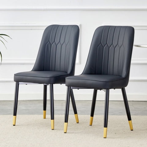 ZUN Black dining chairs and living room chairs. PU material and metal legs, suitable for kitchen, living W1151118969