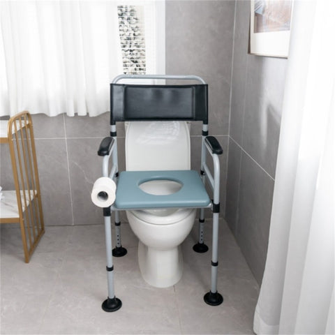 ZUN Black shower toilet chair and bucket 88038090