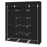 ZUN 69" Portable Clothes Closet Non-Woven Fabric Wardrobe Double Rod Storage Organizer Black 23382400