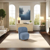 Modern Low Back Accent Chair, Upholstered Armless Living Room Chairs, Round Pine Wood Feet, for N817P224950B