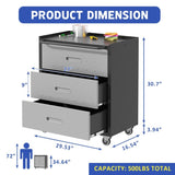 Heavy-Duty Metal Storage Cabinet with Wheels - 3 Drawer Tool Cabinet for Garage, Office, and Home T2398P222835