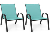 Turquoise 2 Pack Stackable Patio Dining, Ergonomic Steel Frame Breathable Fabric Outdoor 85167863