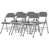 6pcs Elegant Foldable Iron & PVC Chairs for Convention & Exhibition Gray 14327127