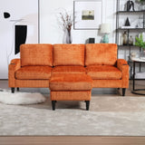 UNITED WE WIN Sofa for three, solid wood frame, Chenille fabric, side pocket, with two cup holders, W1568142740