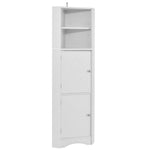 ZUN Tall Bathroom Corner Cabinet, Freestanding Storage Cabinet with Doors and Adjustable Shelves, MDF 55457419