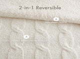 3 Pieces King/Cal King Cable Knit Chenille Comforter Set,Ivory B035P381301