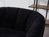 29.9'' Modern Upholstered Chenille Vanity Barrel Accent with Metal Legs, Channel Tufted Lounge W3118P328900