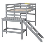 ZUN Twin Loft Bed with Platform,ladder,Grey W50482275