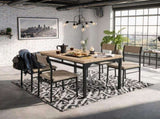 5-Piece Dining Table Set for 4, 47.24" Dining Table with 4 Upholstered Linen-Look Chairs, Black W3895P551450