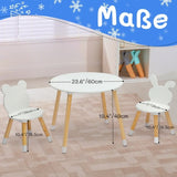 Kids Wood Table and Chairs Set, Toddler Play Table with 2 Chairs, 3 Pieces Children Multi-Activity 92483945