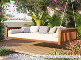 Patio Minimalist Twin Size Garden Swing Bed Wood Porch Swing with Ropes for Backyard, Safe N717P214425D