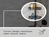 Matte Black Rust-Resistant Tension Pole Shower Caddy with 3 Adjustable Baskets 13239220