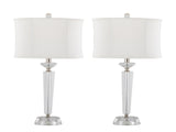 Diamond Torch 25.75" Contemporary Crystal Table Lamp in Clear K9 Crystal with Off-White Linen Shade B202P224008