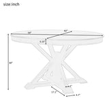 Retro Functional Extendable Dining Table with a 12" Leaf for Dining Room and Living Room 81642106