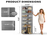 7-tier, 360&deg rotating wood-plastic composite shoe rack, 60*60*184cm, gray 93823398