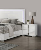 Contemporary Classic White Bedside Table Bedroom Furniture 1pc Nightstand Chrome Legs Handles B2741P317222