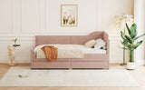 Twin Size L-Shaped Corduroy Daybed,Upholstered Bed Frame with 2 Storage Drawers,Pink N733P171470H