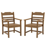 Patio Dining Chair with Armset Set of 2, HIPS Materialwith Imitation Wood Grain Wexture chair for W1209107725