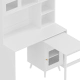 Computer Desk with 90 Degree Rotating Desktop, 43x70 Inch Office Desk with Storage Drawer and 66455576
