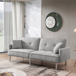 ZUN 84.6” Extra Long Futon Adjustable Sofa Bed, Modern Tufted Fabric Folding Daybed Guest Bed, B082111417