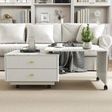 Extendable Coffee Table with Storage, Reversible Living Room Table with 2 Drawers and with 6 Wheels, W331P286652