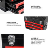 20" Portable 3 Drawer Steel Tool Box with Metal Latch Closure, Black&Red W1102131154