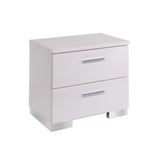 2 Drawers Nightstand with Chrome Legs, White B016P253012