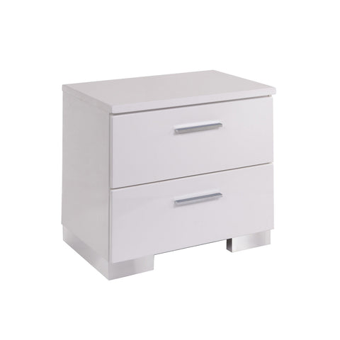 ZUN 2 Drawers Nightstand with Chrome Legs, White B016P253012