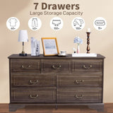 7 Drawer Double Dresser for Bedroom, Wide Storage Cabinet for Living Room Home Entryway,Brown 32734282