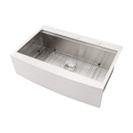 ZUN 33x22x10"Farmhouse Apron Single Bowl Stainless Steel Kitchen Sink with Workstation W2898P228904