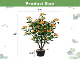 40" Lifelike Artificial Camellia Tree - 37 Yellow BloomsDense Green Leaves, GreenYellow 68479469