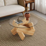 ZUN Circular glass coffee table, 33.4-inch modern and distinctive design tea table. Tempered glass W1151P146792