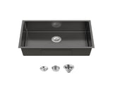 Stainless Steel Kitchen Sink, 30x19 Single Bowl, Undermount Handmade Sink in Black, with US 75544221