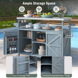 K&K Outdoor Kitchen Island, Rolling Bar Cart & Storage Cabinet, Farmhouse Solid Wood Outdoor Grill WF532198AAG