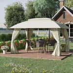 ZUN 10' x 13' Patio Gazebo Canopy, Double Vented Roof, Steel Frame, Curtain Sidewalls, Outdoor Sun Shade W2225142542