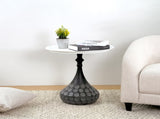 Accent Metal Coffee Table, Pedestal Table for Living Room, Hand-hammered Texture, WhiteBlack N772P287777W