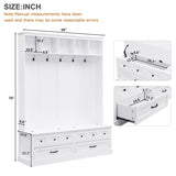 ON-TREND Elegant Wide Hall Tree with 5 Hooks, Versatile Entryway Lift Top Storage Bench with 2 N721P234409K