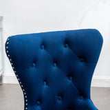 ZUN Montura Contemporary Tufted Velvet Chair with Nailhead Trim, Set of 2, Blue T2574P164574