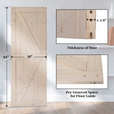 ZUN 30 in. x 84 in. Unfinished Sliding Barn Door with 5.5FT Barn Door Hardware Kit & Handle ,K 00932362