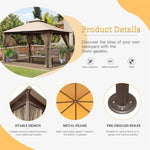 ZUN 10'x13' Gazebo, Outdoor Gazebo with Mosquito Netting, Metal Frame Double Roof Soft Top Patio Gazebo W1859112528