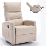 Manual Recliner Chair with Rocker and Swivel in Fabric for Living Room, Beige W3224P289285