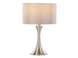 Lenuxe 24" Contemporary Metal Table Lamp in Polished Nickel and Grey Sparkly Linen Shade with Silver B202P224076