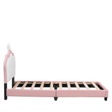 Twin size Upholstered Princess Bed With Crown Headboard,Twin Size Platform Bed with Headboard and N733P180807H