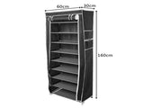 Room-saving 10-Layers 9 Lattices Non-woven Fabric Shoe Rack Black 48805228
