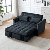 3 in 1 Convertible Sleeper Sofa Bed, Modern Pull Out Couch Bed, Adjustable Backrest, Velvet Loveseat W2121P179227