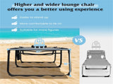 Oversized Patio Chaise Lounge, 27" Wide 4-Position Adjustable Backrest Folding Tanning Chair-Black 23769498