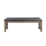 Raphaela Black Synthetic Leather & Weathered Cherry Finish Bench B2726P331706