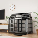 ZUN 52" Heavy Duty Dog Crate Large Dog cage Strong Metal Dog Kennels and Crates for Large Dogs with 4 W206137933