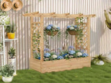 43.5*17.5*44.5 In Fir With Arched Lattice Raised Garden Bed Wooden Planting Frame Natural 76525106